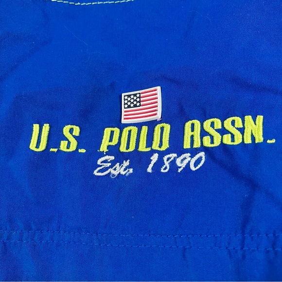 U.S. Polo ASSN Boys Swim Trunks Shorts Size 7 Blue Logo Mesh Pockets - Picture 4 of 11
